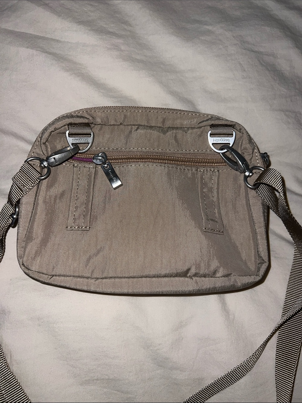 Baggallini Taupe Triple Zip Crossbody Bag; NWT - Picture 6 of 7